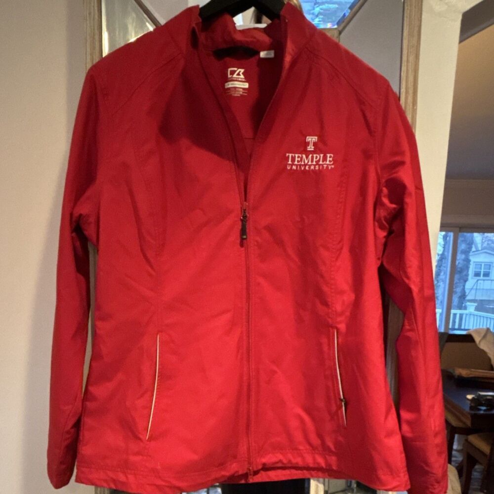 Cutter & Buck Temple University Women’s  XL Red Jacket Water-Wind-Resistant